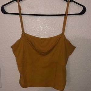 Yellow spaghetti strap crop top